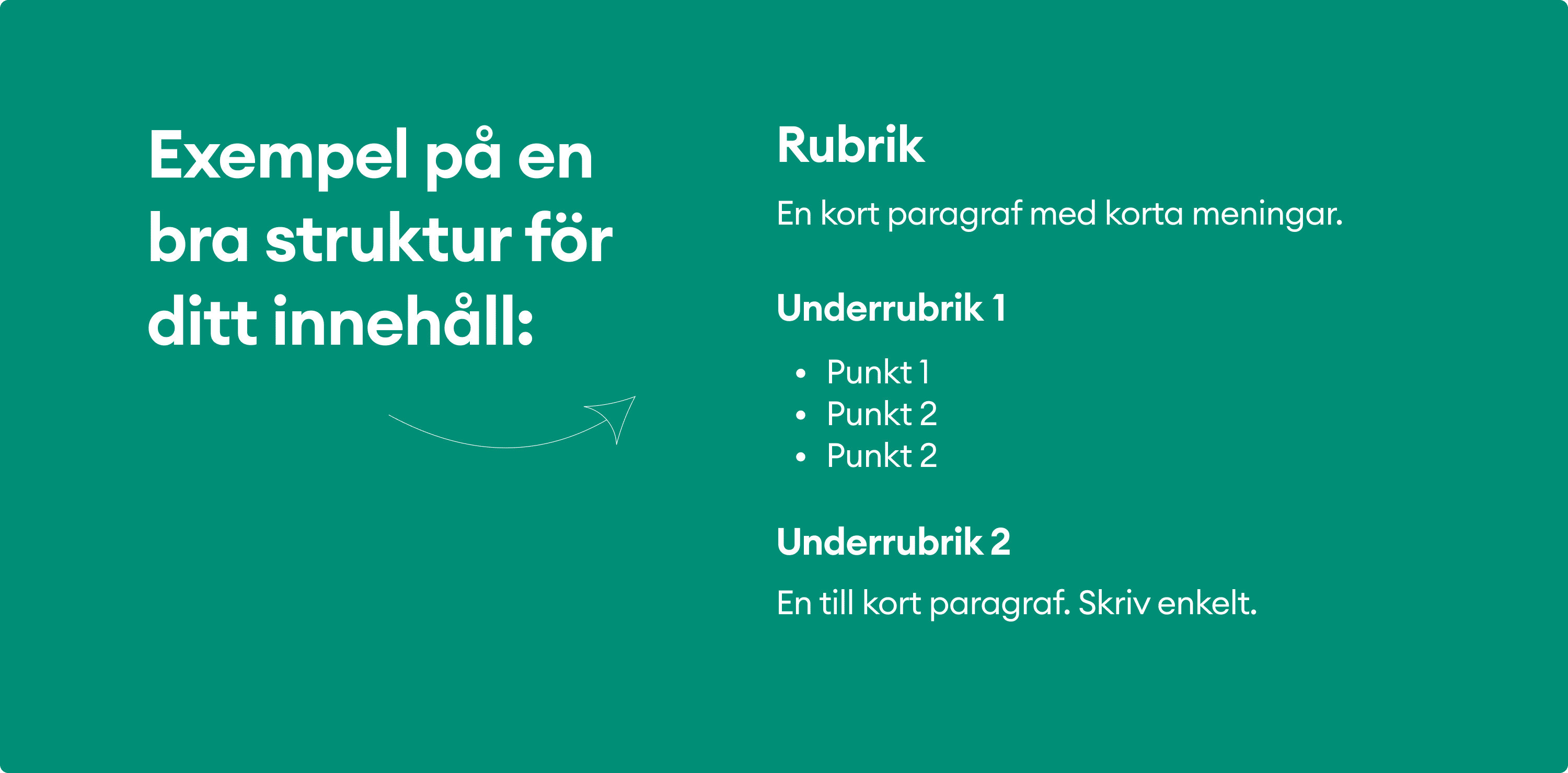 Exempel på hur rubriker, punktlistor och korta stycken skapar tydligare innehållsstruktur för SEO.